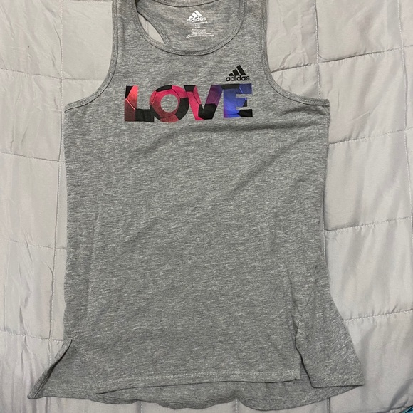 grey adidas tank top